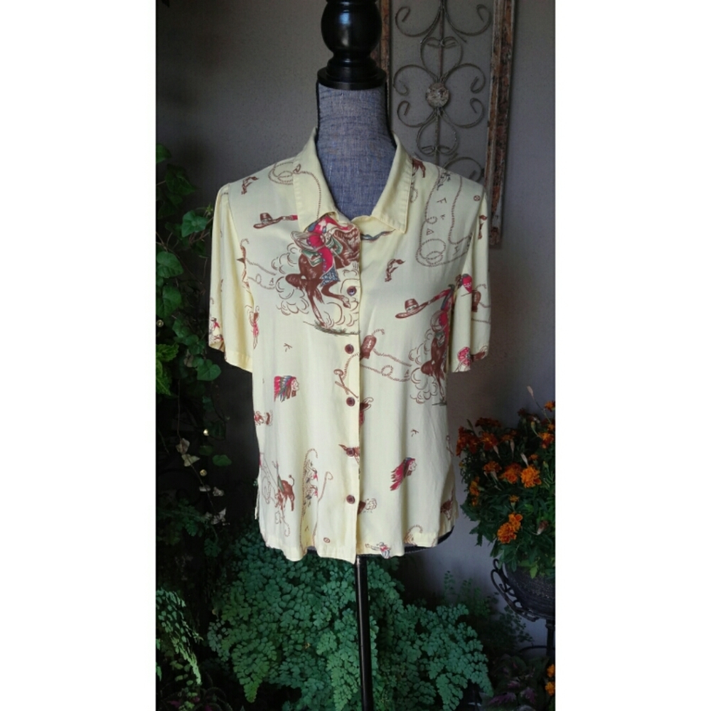Cowgirl Rodeo Western Print Shirt